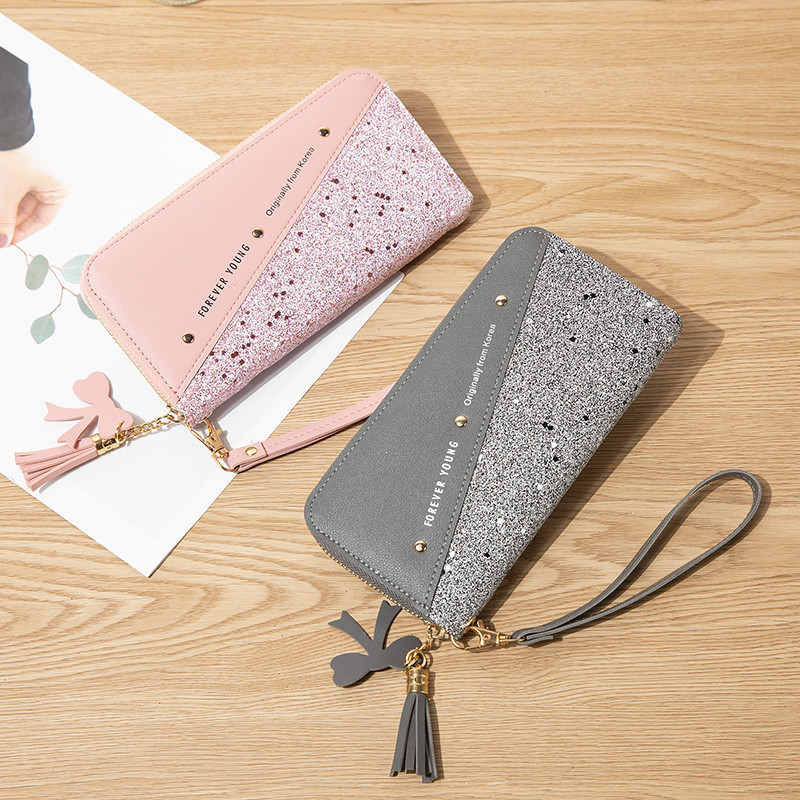 Long wallet with zipper for students