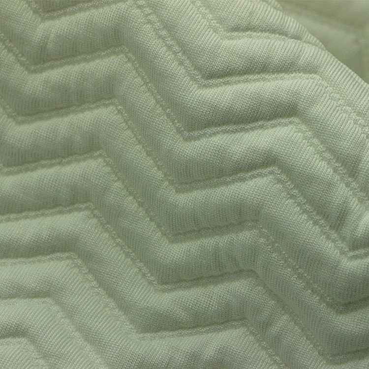 针织纬编波浪纹涤氨纶弹力3D提花夹棉夹丝空气层女装婴童服装面料