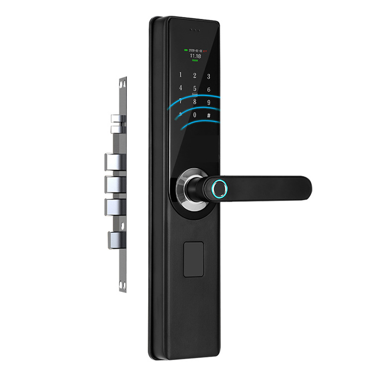 Puerta antirrobo del hogar de la cerradura de la huella dactilar del semiconductor del Uno-apretón con la cerradura elegante de la pantalla cerradura electrónica de la contraseña de la tarjeta de crédito del apartamento del hotel