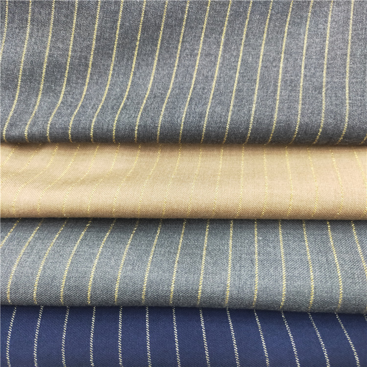 现货供应 TR金丝条纹面料 400克1公分男女西装工作服外套时装布料