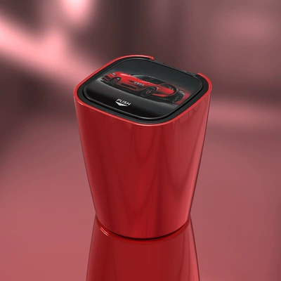 Car interior supplies car ashtray creative double inner box car ashtray with light car ashtray (Car ashtray) - red