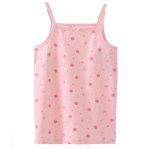Girls' cotton camisole summer new style 3-piece boxed baby girl bottoming shirt, big children's top summer style