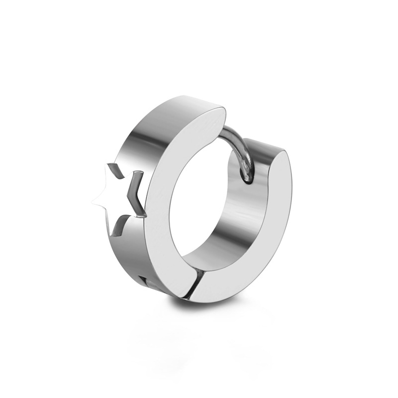 Estilo coreano acero de titanio soldadura de acero inoxidable flor personalidad hebilla de oreja plana 4*9 ronda de moda europea y americana pendientes de ventas directas de la fábrica