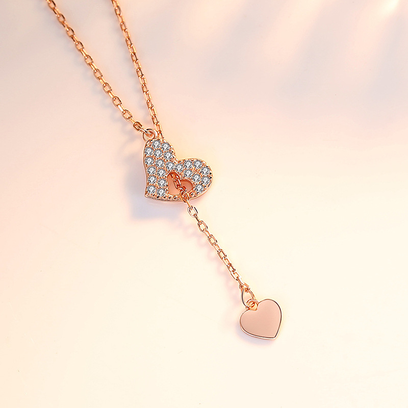 Celebridad en línea Singapur S925 plata Cupido en forma de corazón COLLAR COLGANTE nicho simple diseño amor clavícula cadena femenina