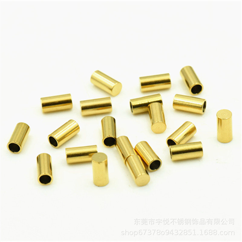 现货批发不锈钢金色绳帽 手绳项链绳尾帽 平头吊桶流苏帽饰品配件