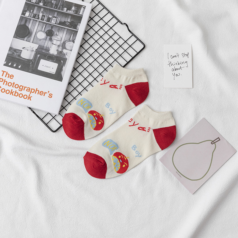 Calcetines japoneses calcetines de mujer calcetines de hombre de corte bajo de primavera y otoño de algodón delgado de dibujos animados ins calcetines de mujer de moda lindo Barco de la calle Calcetines