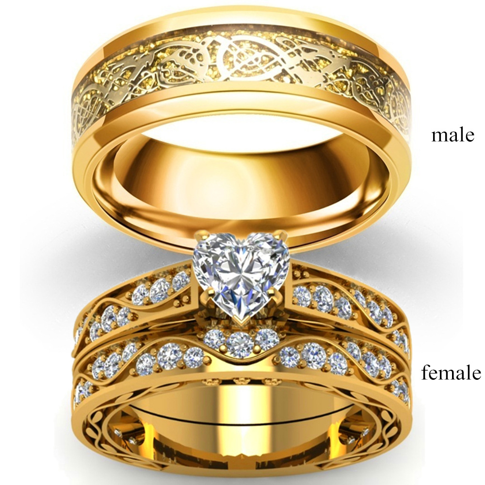 wish best selling cross-border new inlaid zircon gold dragon ring European and American fashion men's and women's couple ring