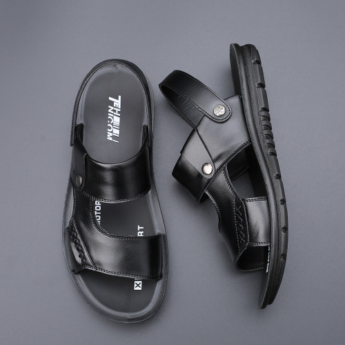 Men's sandals genuine leather summer new style breathable large size beach shoes soft sole casual sandals and slippers large size men's shoes