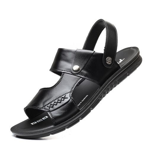 Men's sandals genuine leather summer new style breathable large size beach shoes soft sole casual sandals and slippers large size men's shoes