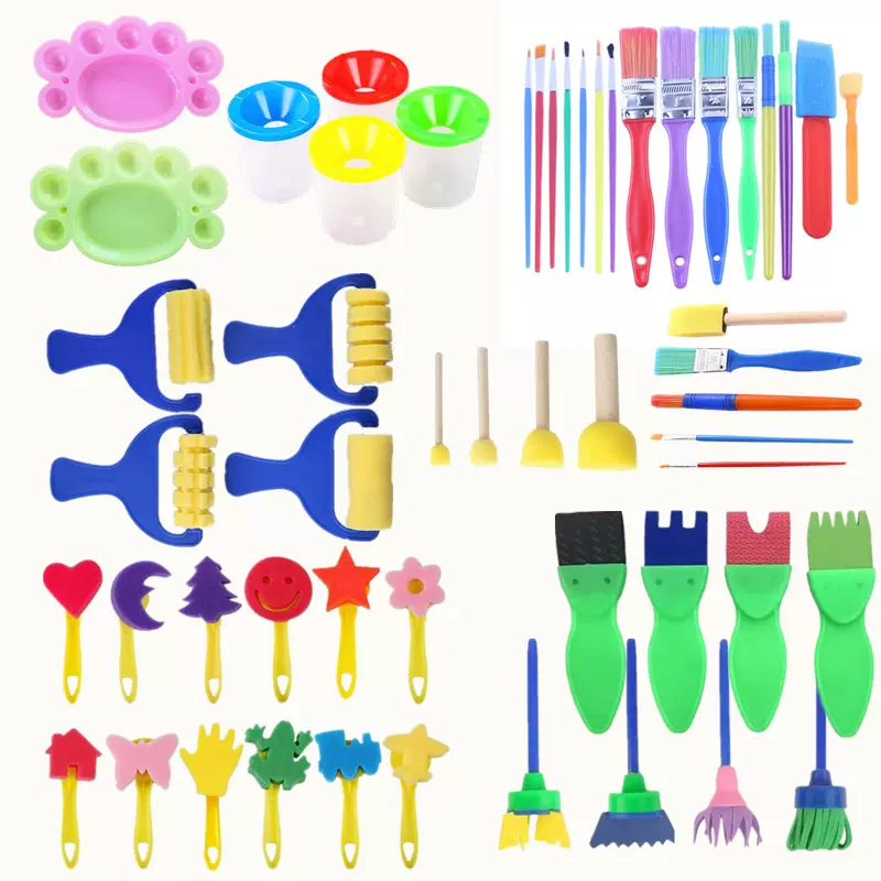 幼儿园儿童绘画类用品 蘑菇棒海绵刷画刷diy海绵印章泡沫涂鸦工具
