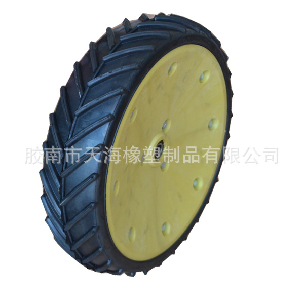 农用轮子轮胎16"X4”人字八字半实心空心橡胶轮胎农机零配件