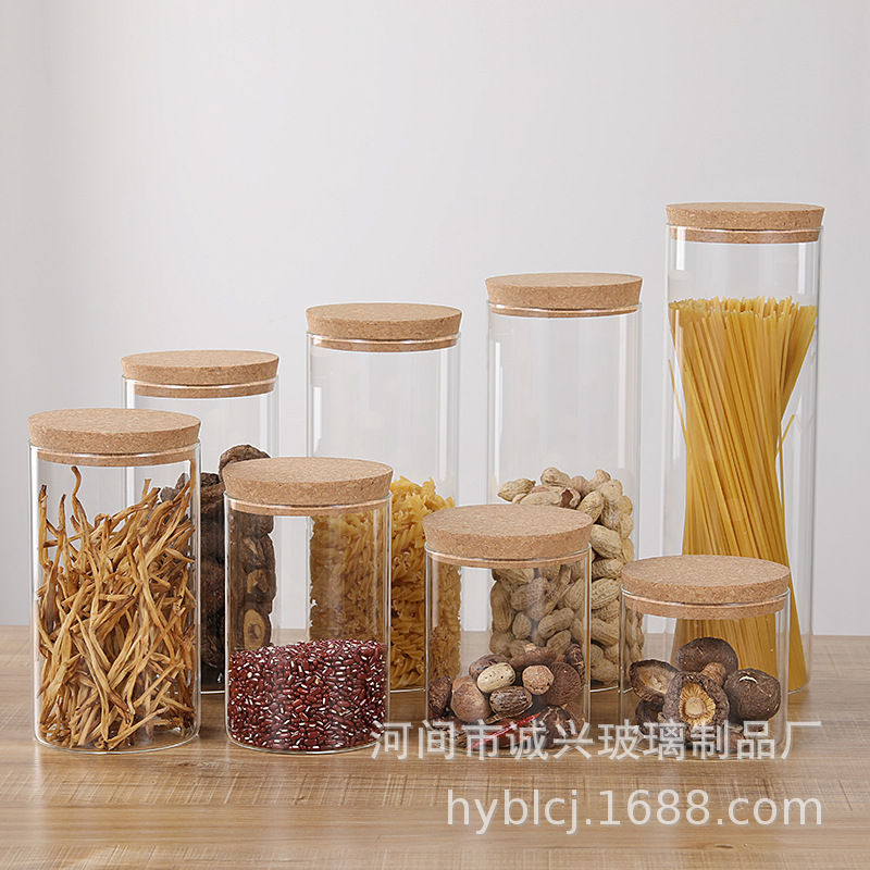 Venta al por mayor de vidrio de corcho sellado tarro de almacenamiento de vidrio tarro de té recto micro paisaje botella ecológica botella de musgo