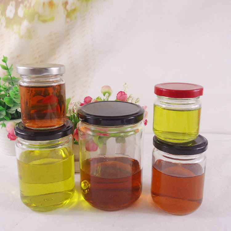 批发圆形500ml密封罐头瓶透明酱菜瓶蜂蜜瓶果酱辣椒酱瓶玻璃瓶