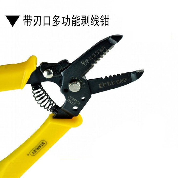 史丹利6寸84-325 带刃口电线剥线钳子AWG20-30/0.25-0.81mm