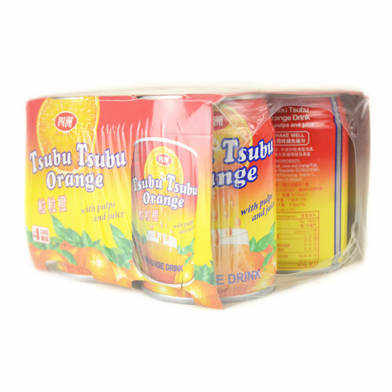 Hong Kong Imported Juice Drink Canned Four Continents Orange Juice with Fresh Fruit Pulp and Fruit Pieces 250ml*24 Cans 5