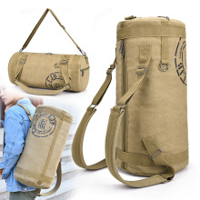 大容量旅行男包圆筒单肩包时尚多功能双肩背帆布斜挎包圆桶手提包