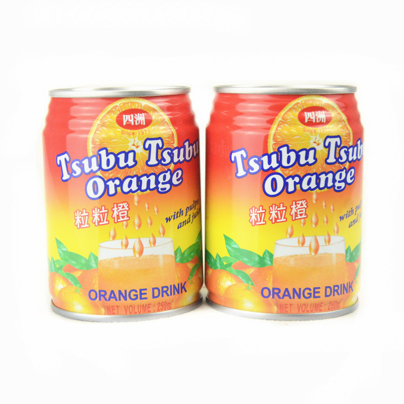 Hong Kong Imported Juice Drink Canned Four Continents Orange Juice with Fresh Fruit Pulp and Fruit Pieces 250ml*24 Cans 4
