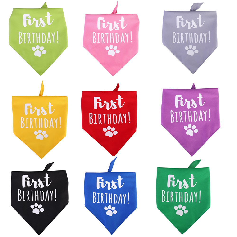 En stock transfronterizo suministros para mascotas perro bufanda cumpleaños triángulo Toalla de doble capa cumpleaños mascota saliva toalla PET babero