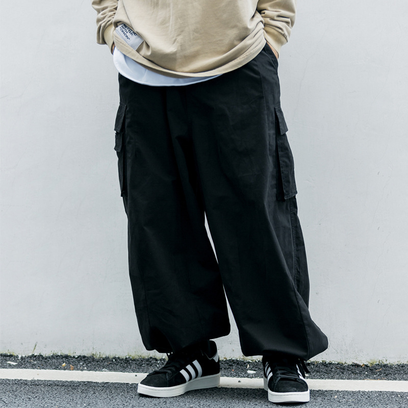 Loose Jogger Men Streetwear Cargo Trendy Brand Lazy Style Wide Leg Elastic Waist Casual Long Pants_voghion.com