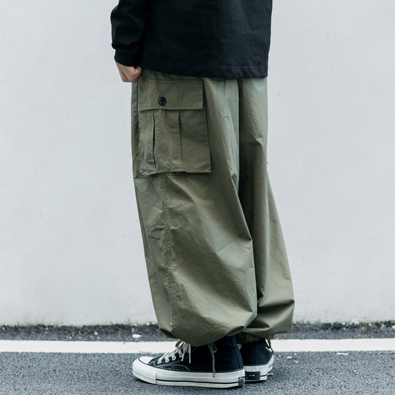 Loose Jogger Men Streetwear Cargo Trendy Brand Lazy Style Wide Leg Elastic Waist Casual Long Pants_voghion.com