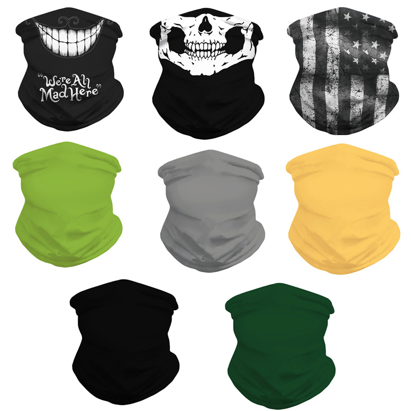 European and American new solid color 3D digital printing magic face towel multi-functional outdoor sports mask scarf wristband headscarf