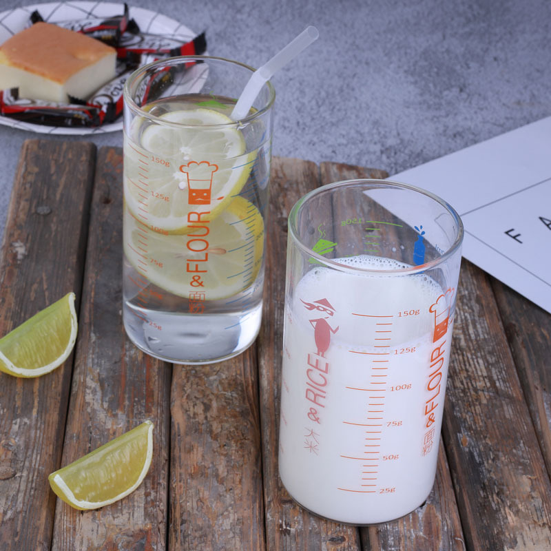 Transparent glass cup with scale household flour rice measuring cup…