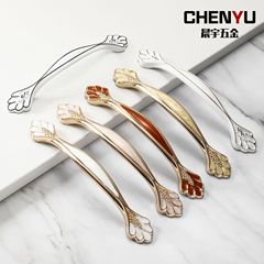 廠家直銷晨宇歐式簡約瓷白琥珀類富士白羅馬黑櫥櫃抽屜鋁合金拉手