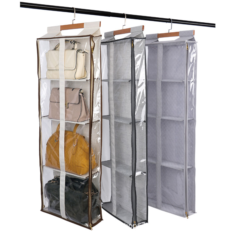 De gama alta totalmente cerrado a prueba de polvo doble puerta de la cremallera de oro de la pared trasera bolsa de almacenamiento bolsa colgante bolsa de armario bolsa de almacenamiento de sombrero