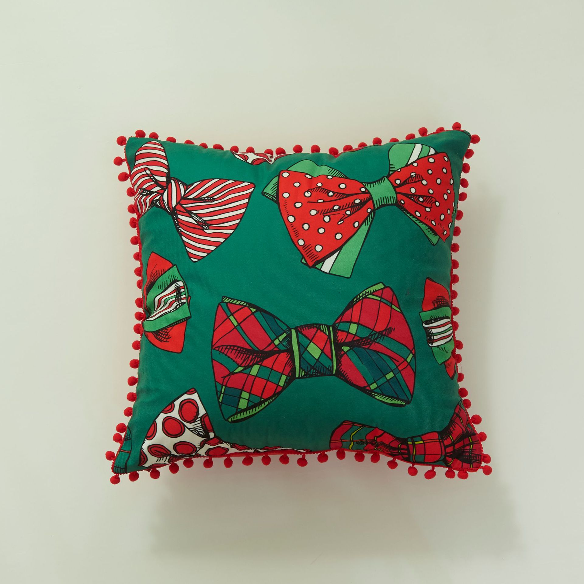 Navidad funda de almohada bola borde Santa Claus Navidad cojín funda de almohada rojo a cuadros a rayas funda de almohada