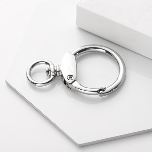Accessories Colorful Electroplated Round Keychain Decorative Pom-Pom Hook Spring Ring Metal Rotating Fastener