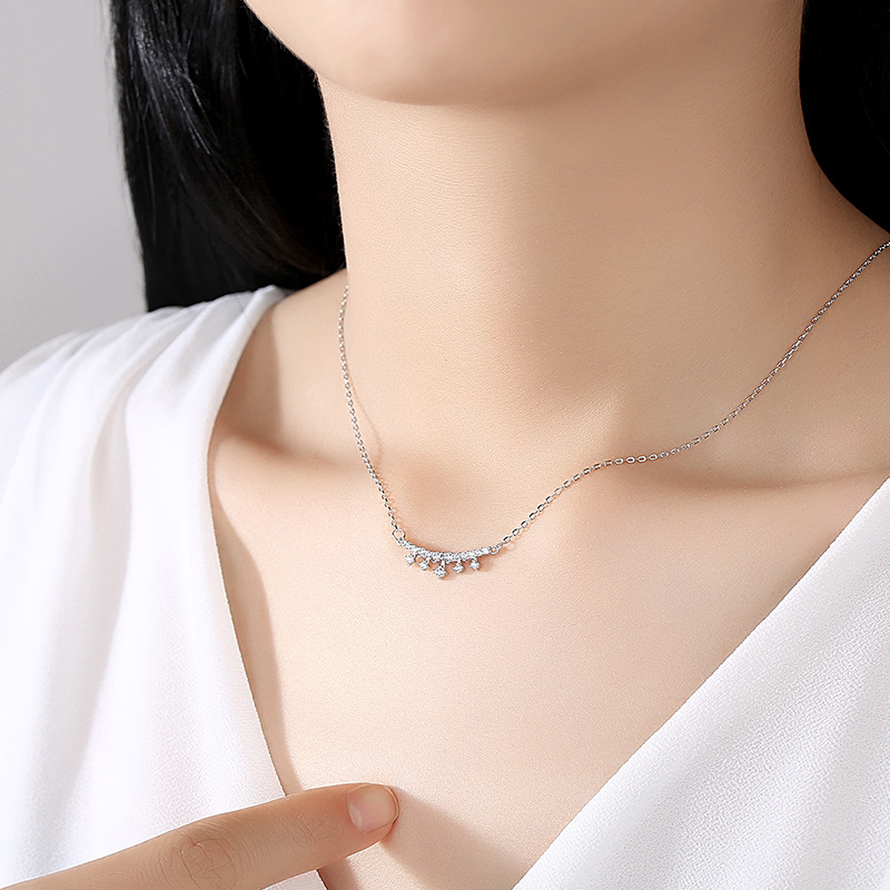 S925 collar de Estrella de plata esterlina de las mujeres de estilo coreano collar de circón fresco con diamante estrella joyería al por mayor