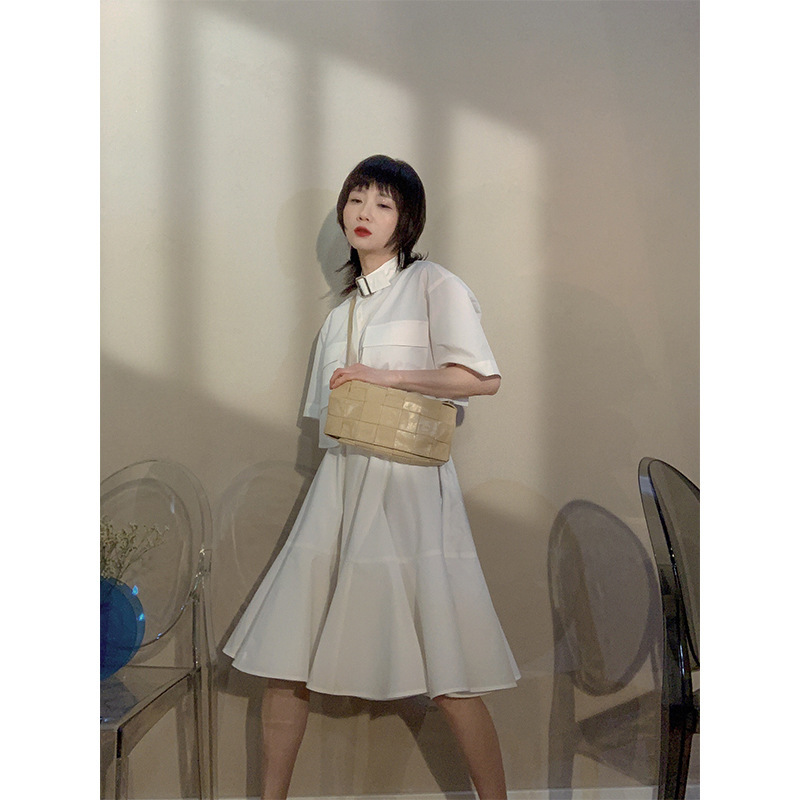 Designer Women's Wear ins Style Salt Sweet Neutral Casual Simple bai Wear A- Shaped Umbrella Dress