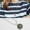 Retro long coins, pendant, necklace, sweater, Korean style, silver 925 sample