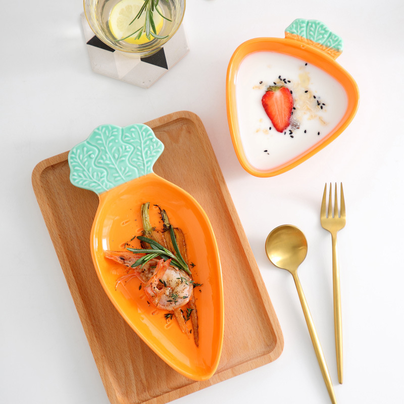 Rábano forma cerámica creativa hogar lindo pequeño plato postre tazón fruta ensalada tazón plato
