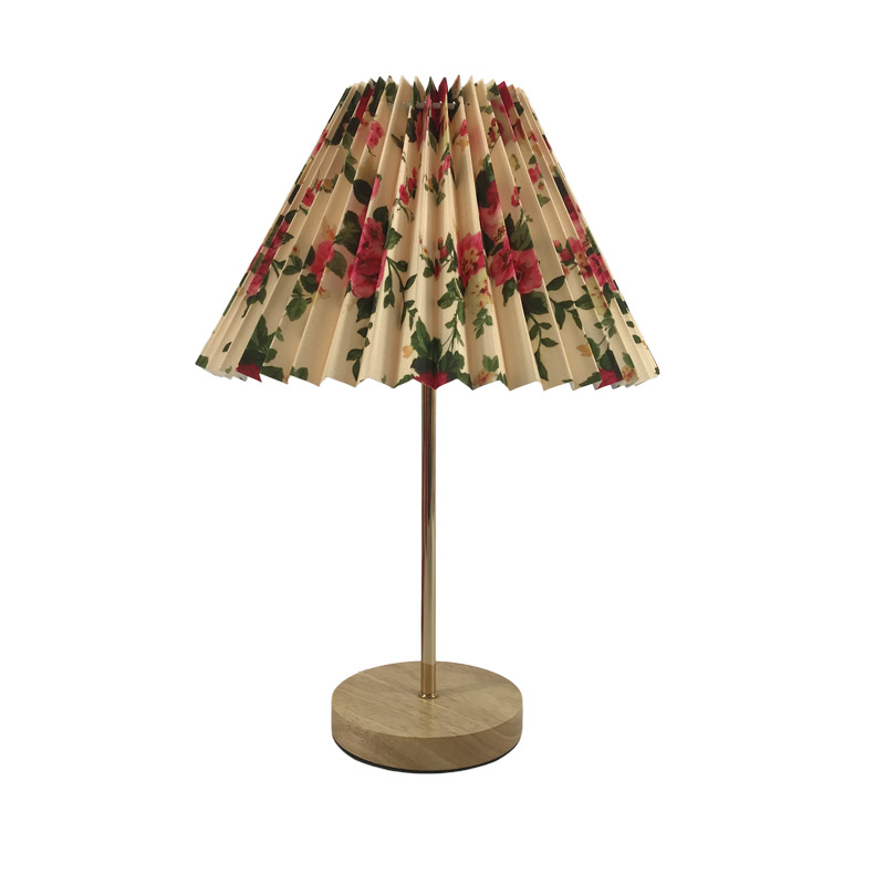 [Xianfan] transfronteriza de ahorro de volumen de la vendimia de mediados de-antiguo impreso plisado lámpara de mesa de sombra KD plegable Lámpara decorativa
