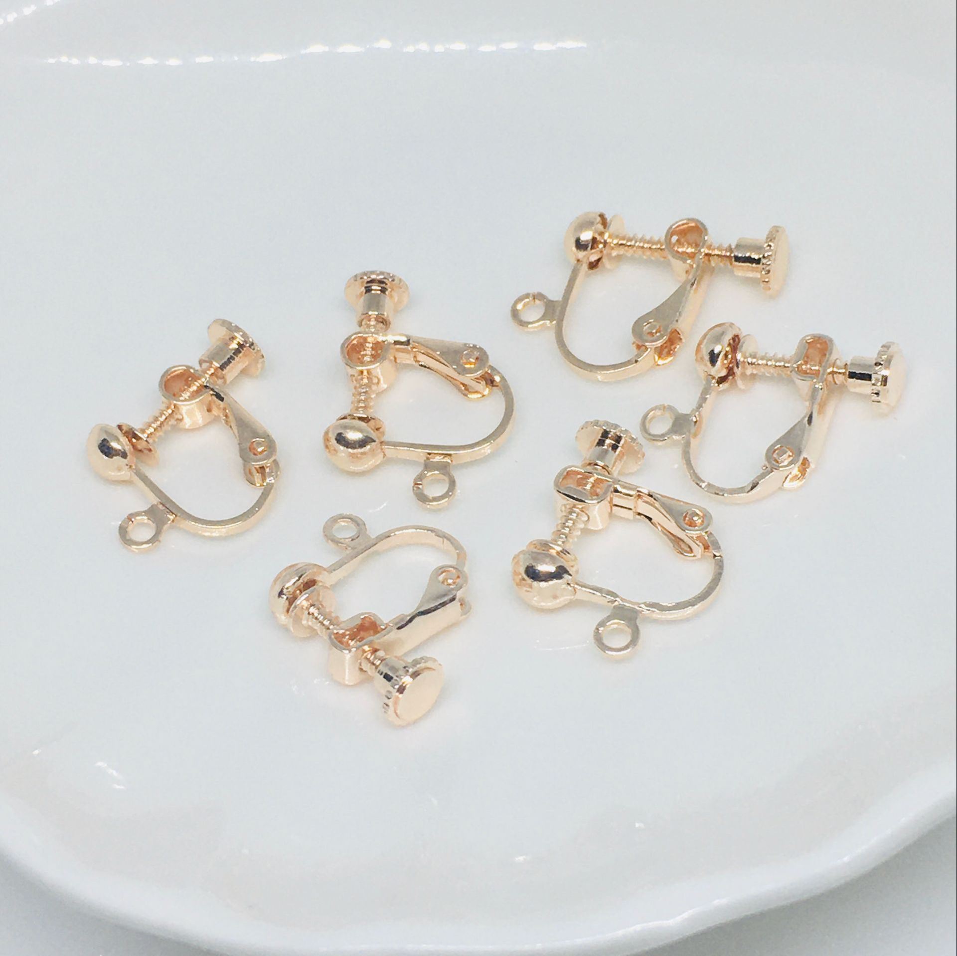 ノンホールスクリューイヤークリップ、波珠ヘッド、吊り下げU字型、調節可能DIYイヤリング素材、新中式イヤリング