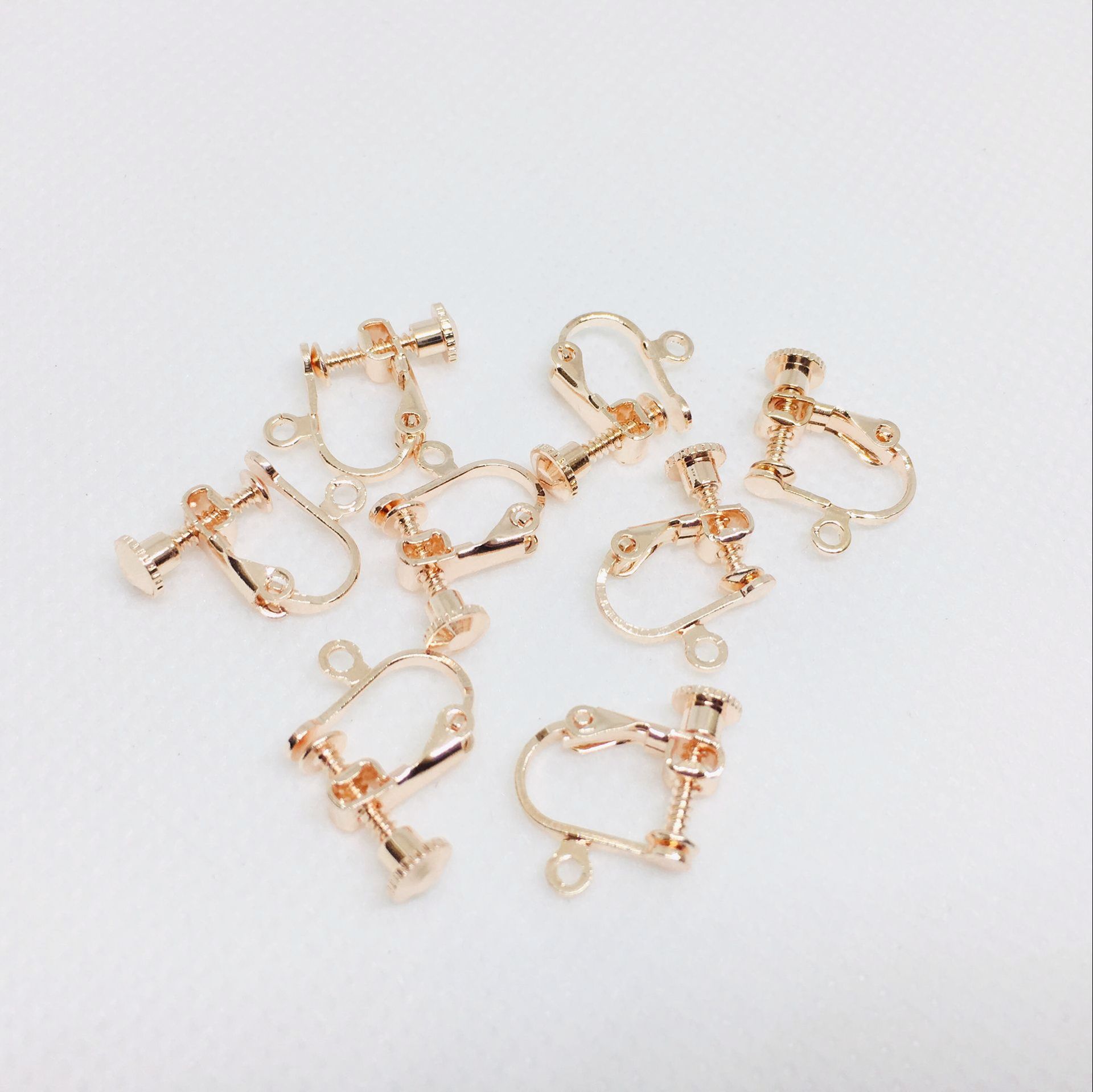 ノンホールスクリューイヤークリップ、波珠ヘッド、吊り下げU字型、調節可能DIYイヤリング素材、新中式イヤリング