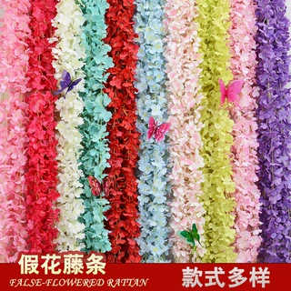 仿真绣球花条紫罗兰壁挂花藤紫藤花条婚庆拱门豆花串装饰花批发