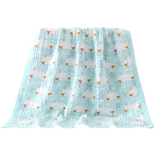 Baby bath towel six-layer gauze children's bedding pure cotton super soft water-absorbent widened edge cartoon baby air conditioning blanket bathing towel