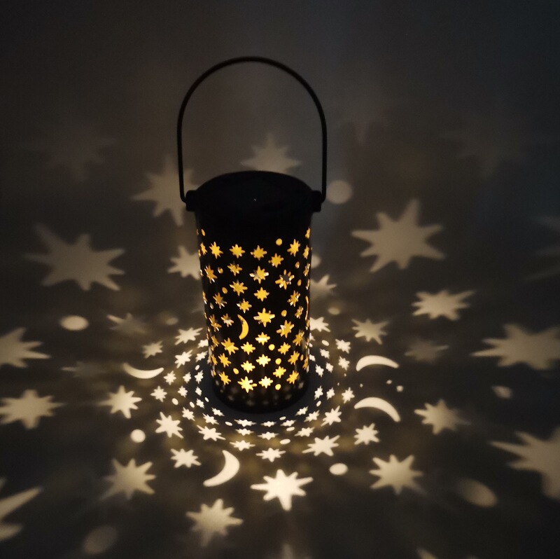 Amazon explosions solar iron lamp stars Moon Hollow projection lamp outdoor waterproof lawn floor lamp
