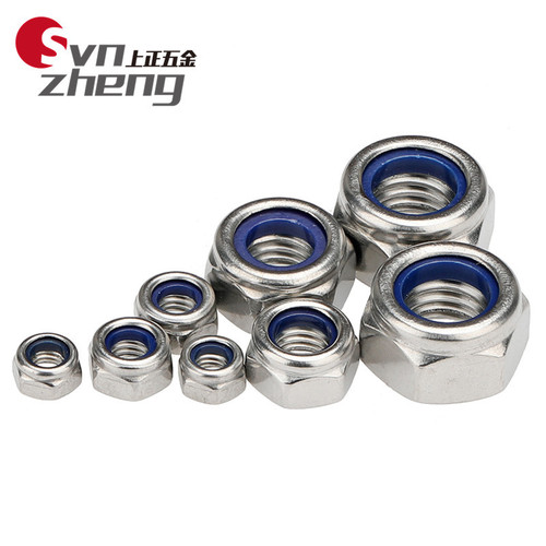 304 stainless steel nylon anti-loosening nut DIN985 left thread hexagonal self-locking anti-loosening anti-thread fine tooth locking nut