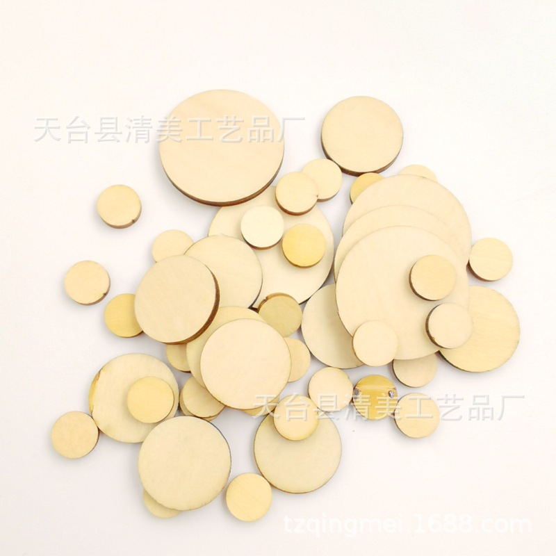 10-30mm piezas redondas de madera mezcladas con piezas redondas de madera 50 piezas en un paquete