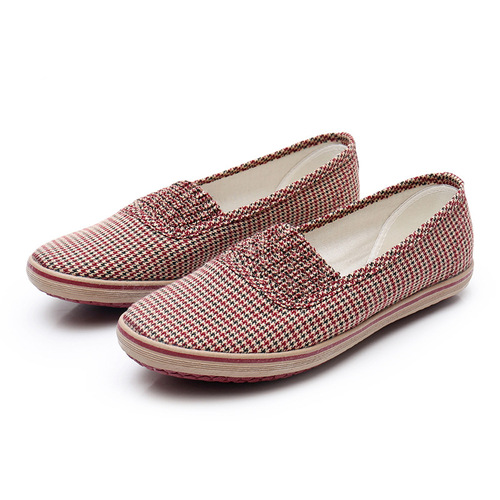 Lutai spring and autumn mother's shoes walking shoes tendon bottom plaid shoes mid-soft sole elderly walking shoes work canvas shoes
