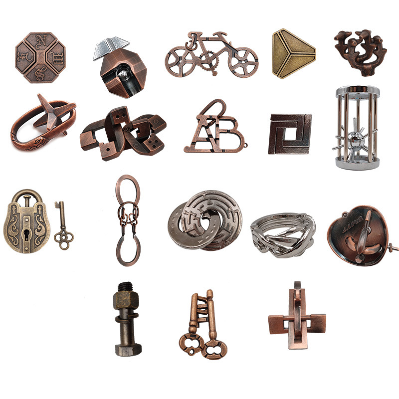 La magia del rompecabezas de oro de la aguja de herradura de bloqueo cuadrado desbloquear Luban bloqueo cerebro ardiente Kong Ming triángulo de bloqueo de la cadena de alta IQ pick-up