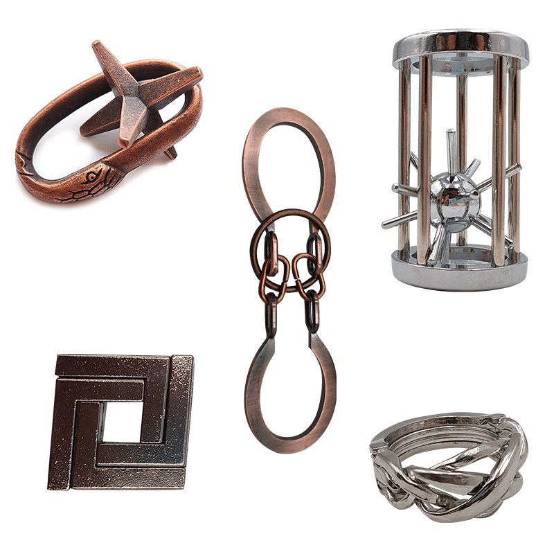 La magia del rompecabezas de oro de la aguja de herradura de bloqueo cuadrado desbloquear Luban bloqueo cerebro ardiente Kong Ming triángulo de bloqueo de la cadena de alta IQ pick-up