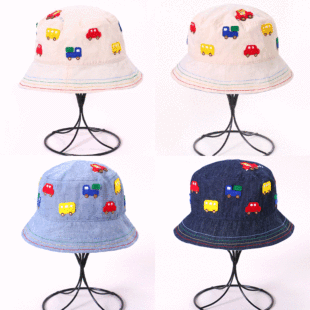 miki Japan Tide brand children's hat basin cap cartoon bear car cotton autumn fisherman hat sunshade hat wholesale
