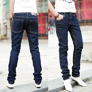 Оптовая продажа весенне-осенних школьников новые синие джинсовые леггинсы однотонные джинсы черные брюки-Карандаш мужские длинные