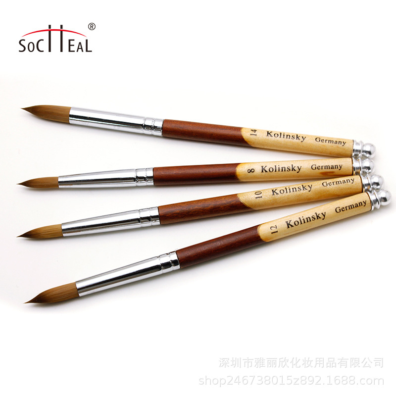 Comercio exterior Venta caliente productos costura de dos colores de madera varilla redonda cabeza tallada pluma de cristal suministro en stock nail art pen ventas directas de la fábrica