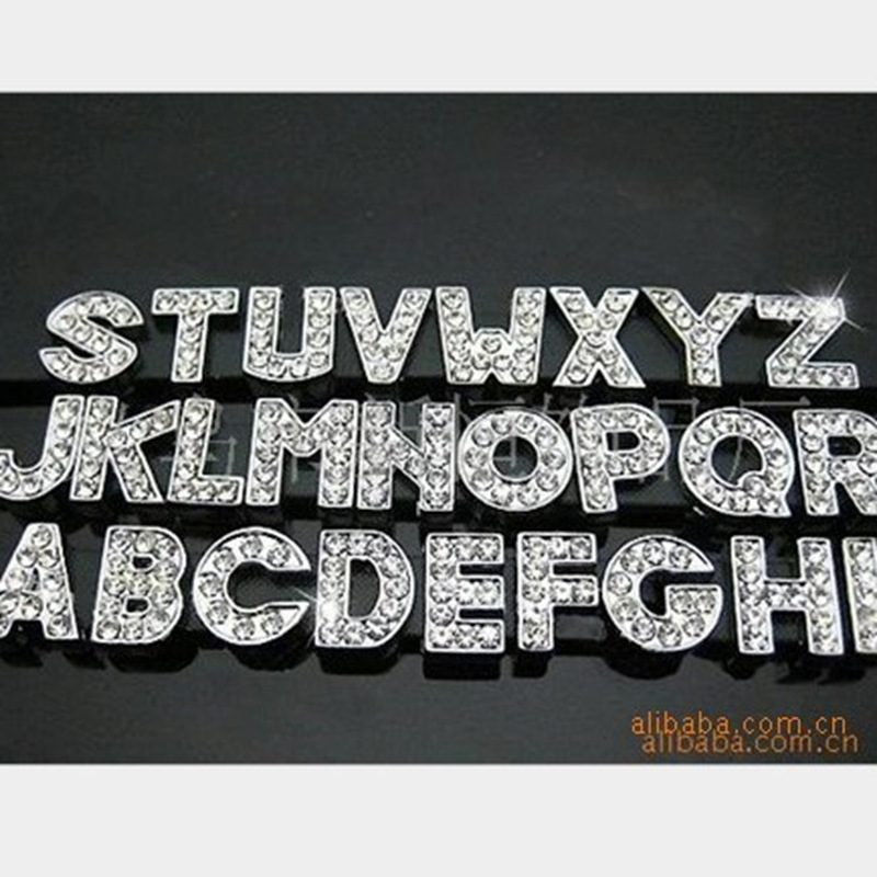 Suministro de aleación de 8MM de metal carta de diamante blanco carta de diamante completo letra de metal carta de diamante accesorios de bricolaje