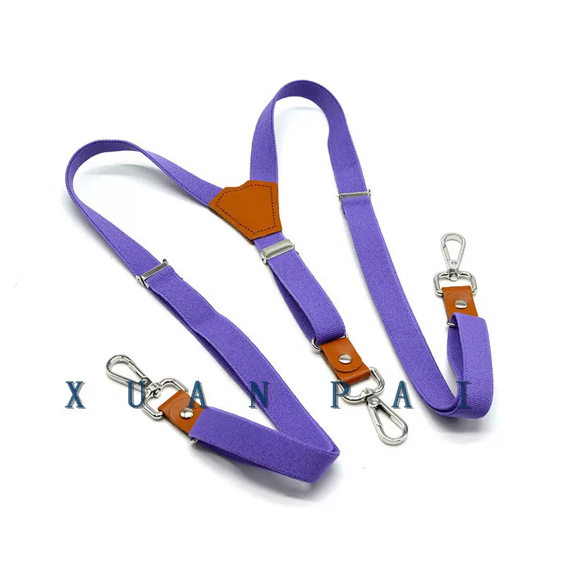 新款可定 时尚成人男女2.0纯色背带 高弹力松紧三夹吊裤带